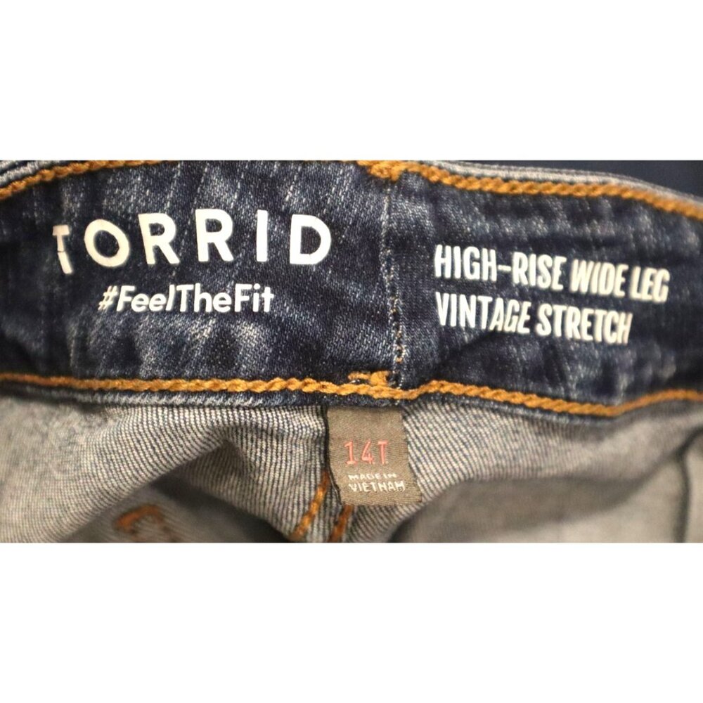 Torrid Jeans 14T High Rise Wide Leg Vintage Stretch Blue Tall Plus Y2K Normcore - Picture 3 of 8